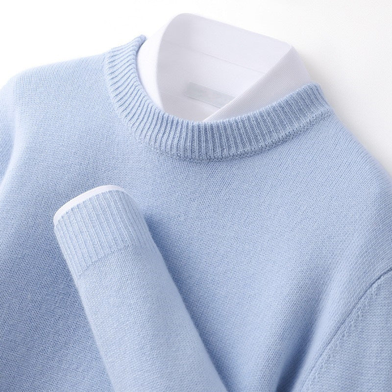 High-end Men's Round Neck Solid Color Sweater