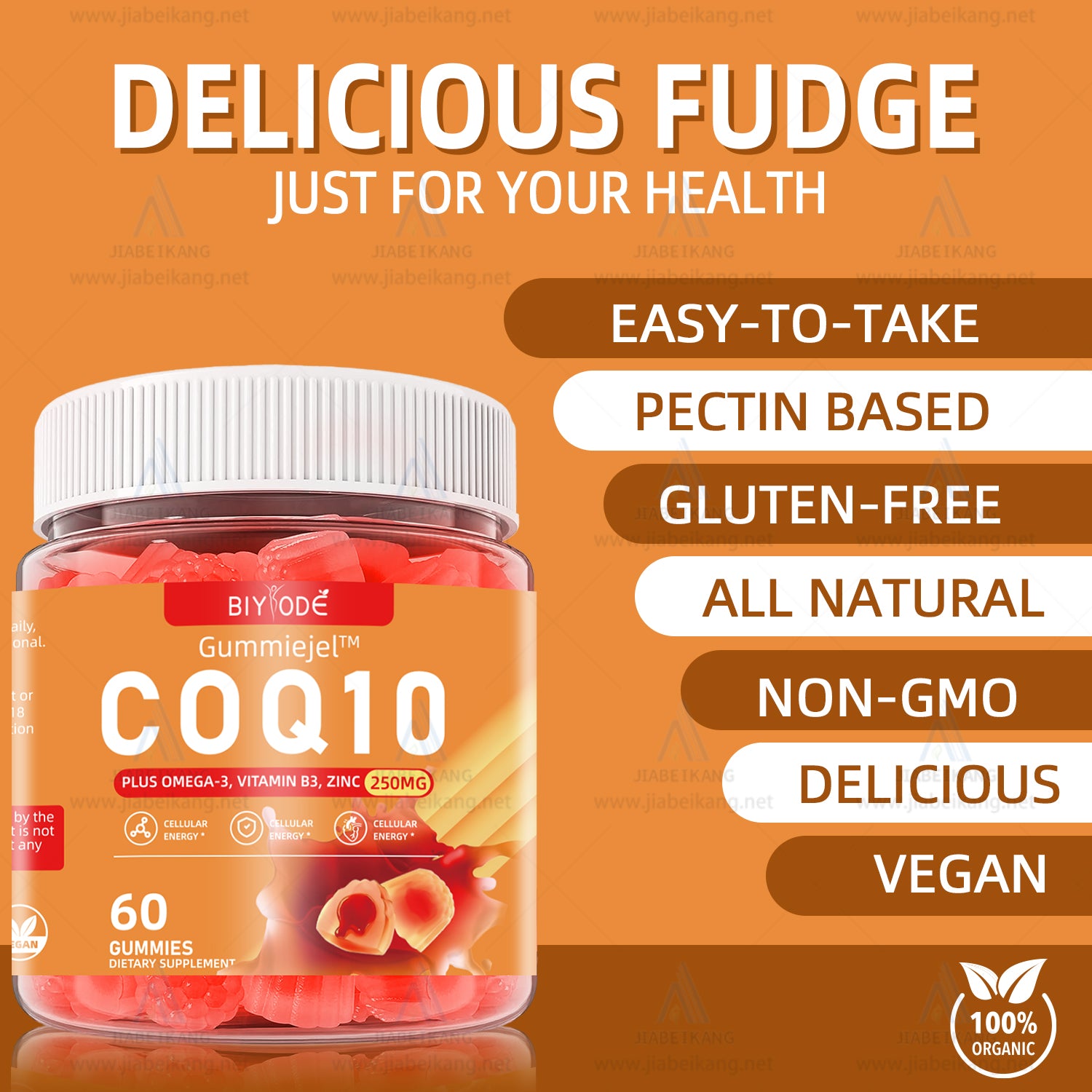 Jiabeikang Factory OEM ODM Custom Ready Stock Wholesale Immune Heart Blood Health Supplements Zinc Vitamin CoQ10 Gummies