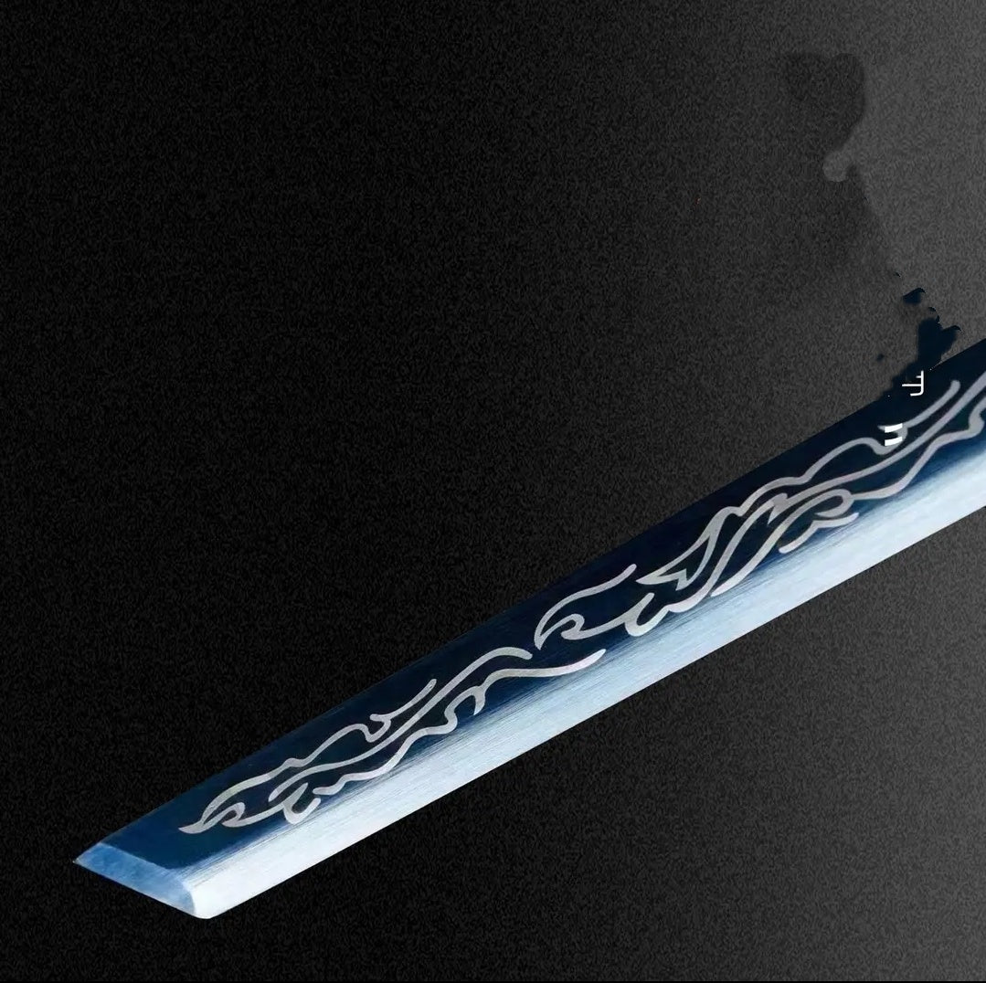 Blue Dragon Tang Horizontal Saber From Longquan One-piece High Manganese Steel Collectible Cold Weapon Unsharpened Not For Self-Defense