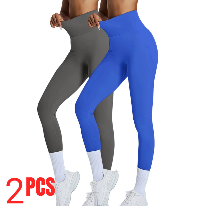 2 Pack Women's High Waisted Seamless Leggings - Butt Lifting & Tummy Control Yoga Pants, Non-See Through Workout Leggings With Soft Compression, Solid Color Activewear