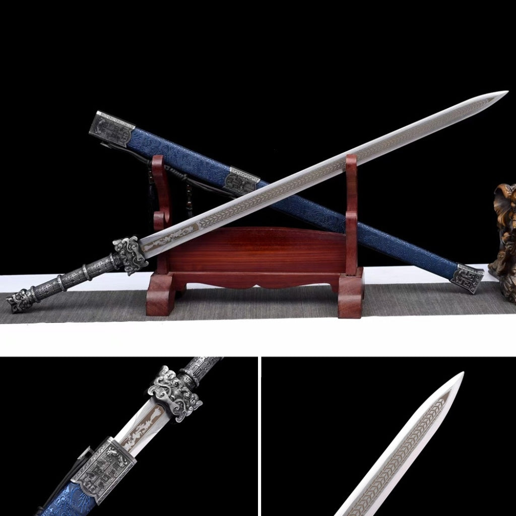 Ancient-Style Integral Tang-Style Sword Long Sword Manganese Steel Sword Blade Han-Style Sword Tang-Style Horizontal Saber, Cold Weapon Unsharpened