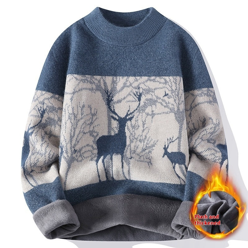 Chenille Mock Neck Sweater Men's Winter Coat