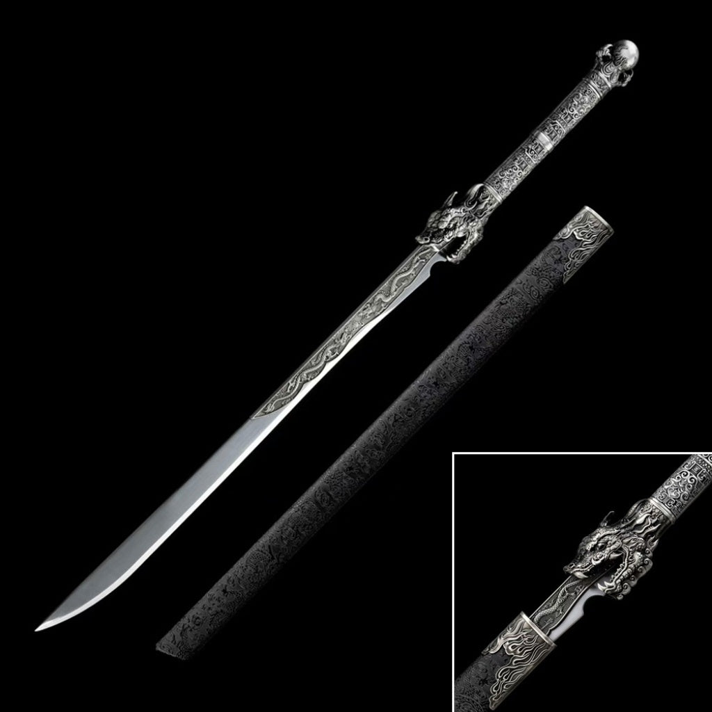 Ancient-Style Han Sword Hand-Forged Cold Weapon Collectible Gift  Decoration High Manganese Steel Integral Double Edged Unsharpened
