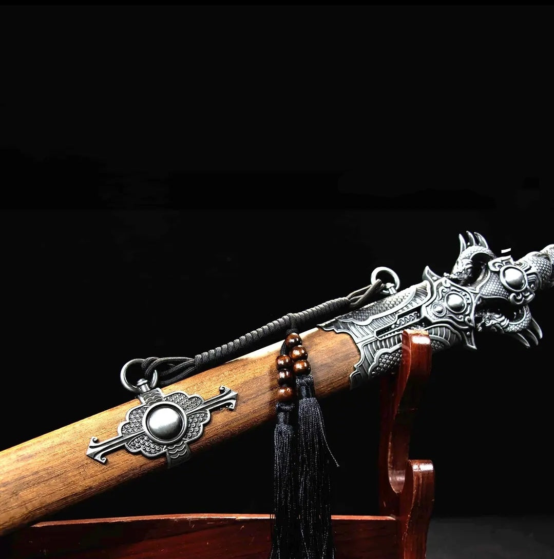 Xiehun Sword One-piece Hundred-Refined Pattern Steel Collectible Cold Weapon Unsharpened Not For Self-Defense