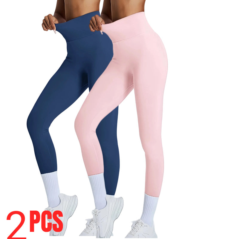 2 Pack Women's High Waisted Seamless Leggings - Butt Lifting & Tummy Control Yoga Pants, Non-See Through Workout Leggings With Soft Compression, Solid Color Activewear