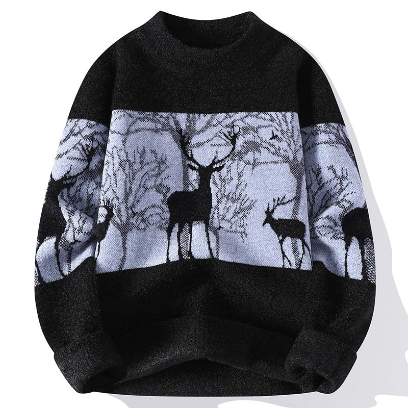 Chenille Mock Neck Sweater Men's Winter Coat