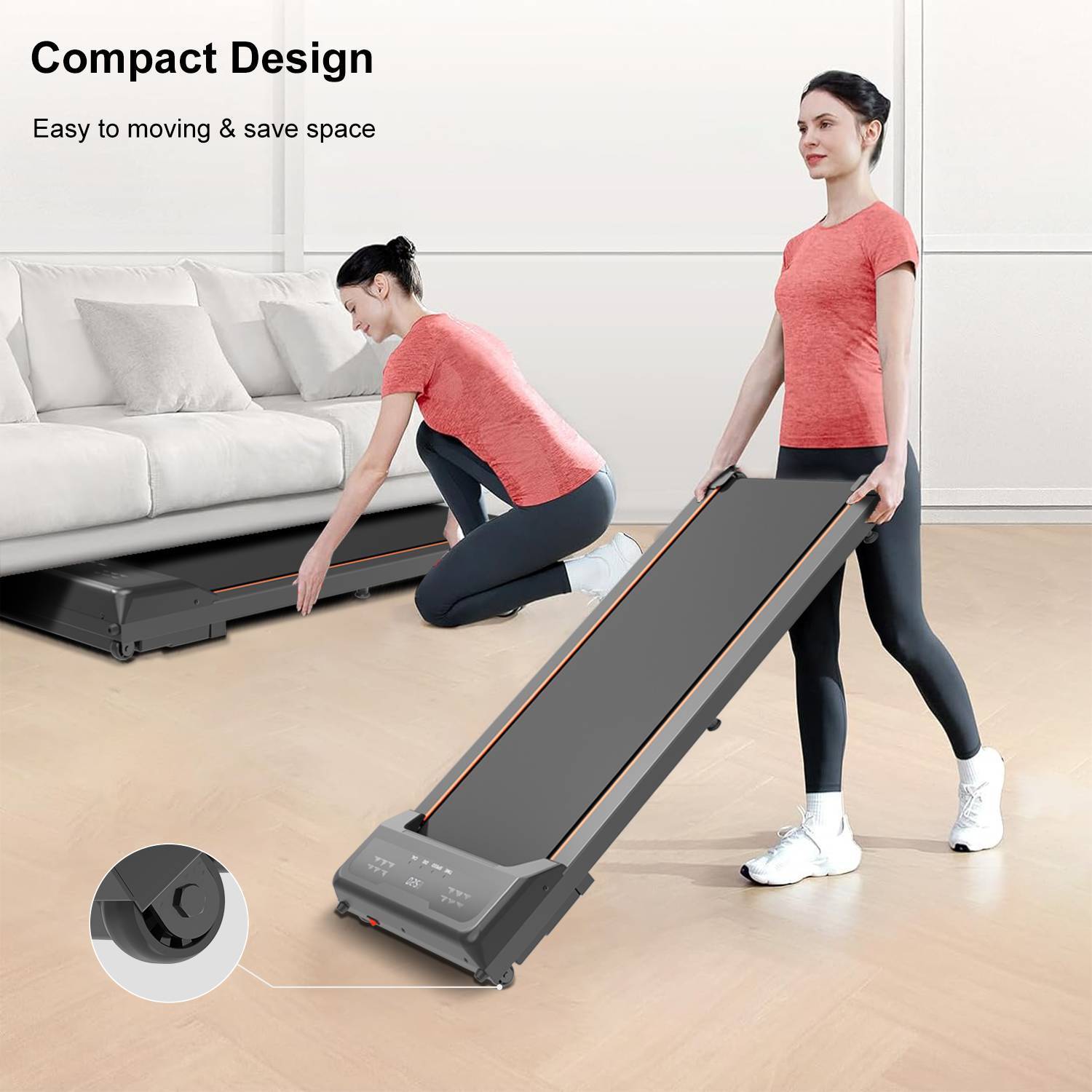 Treadmill - Walking Pad Under Desk Treadmill LED Display And Remote Control Portable Treadmill