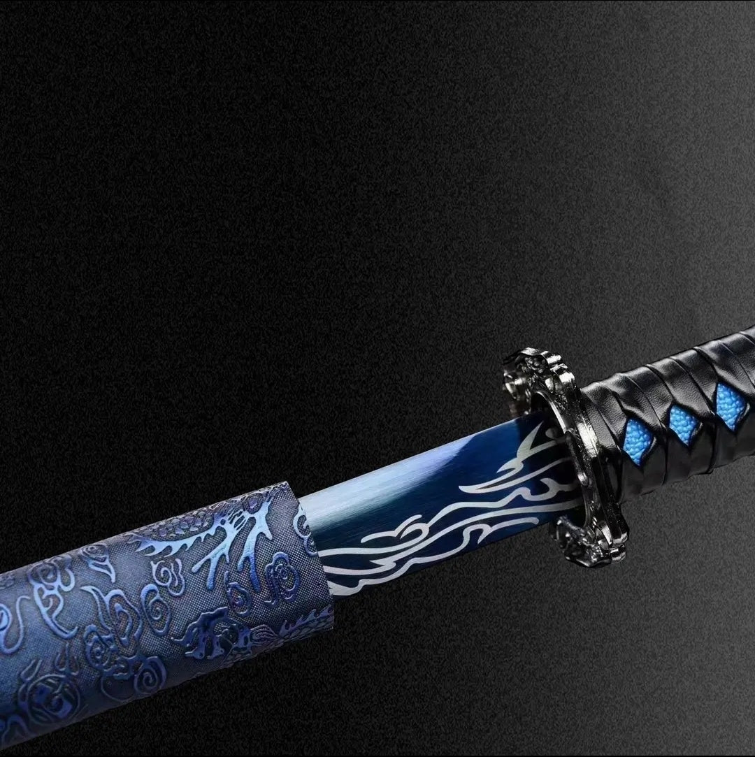 Blue Dragon Tang Horizontal Saber From Longquan One-piece High Manganese Steel Collectible Cold Weapon Unsharpened Not For Self-Defense