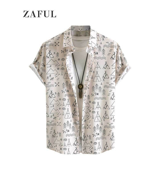 Men's Casual Cotton And Linen Men's Short-sleeved Shirt Men