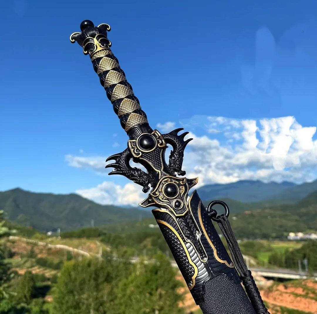 Black Mofeng Sword From Longquan City One-piece High Manganese Steel Collectible Cold Weapon Unsharpened Not For Self-Defense