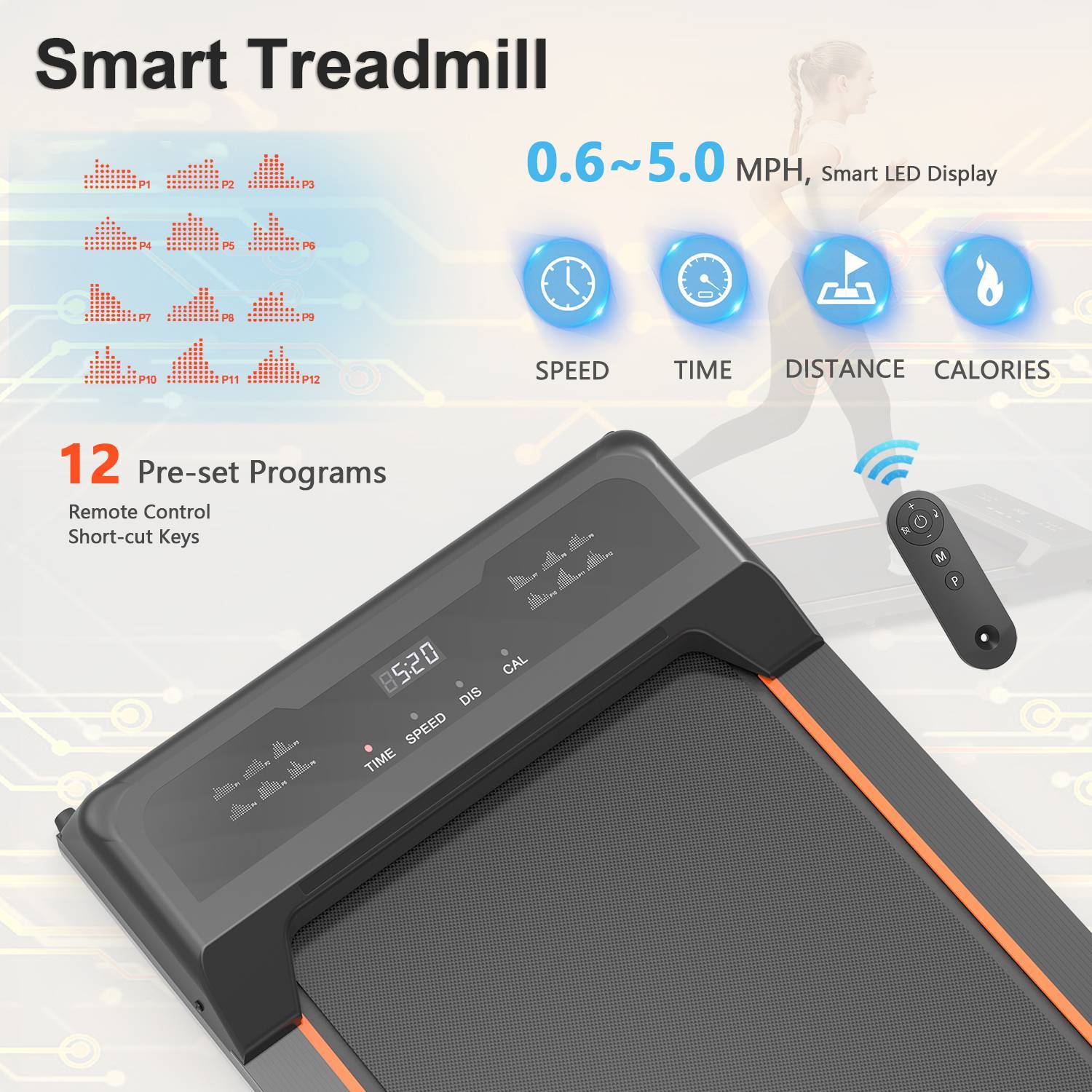 Treadmill - Walking Pad Under Desk Treadmill LED Display And Remote Control Portable Treadmill