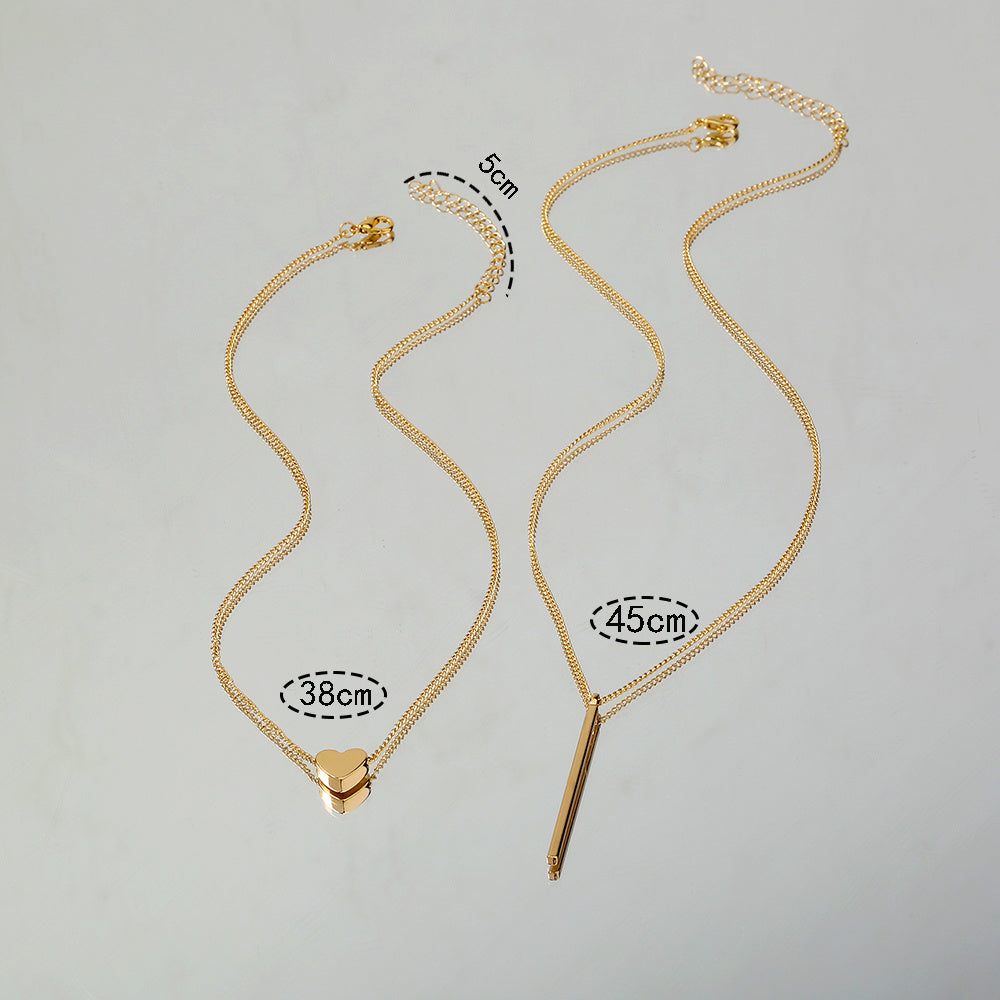 Europe And The United States New Personality INS Copper Love Safety Pin Pendant Multi-layer Copper Collarbone Chain Necklace Woman