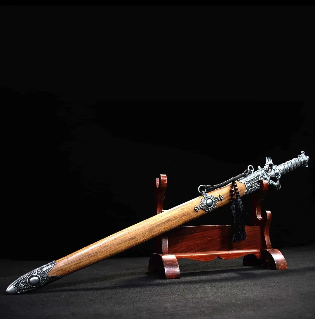 Xiehun Sword One-piece Hundred-Refined Pattern Steel Collectible Cold Weapon Unsharpened Not For Self-Defense