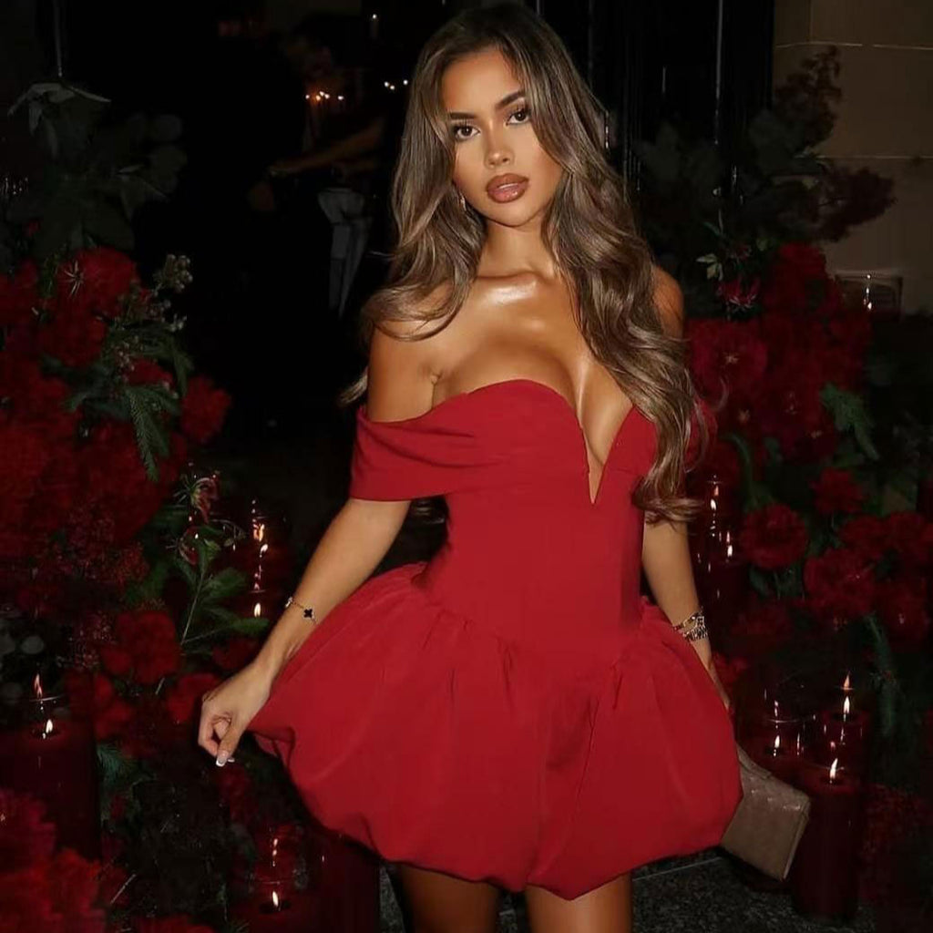 Women's Fashion Deep V Off-Shoulder Short Dress