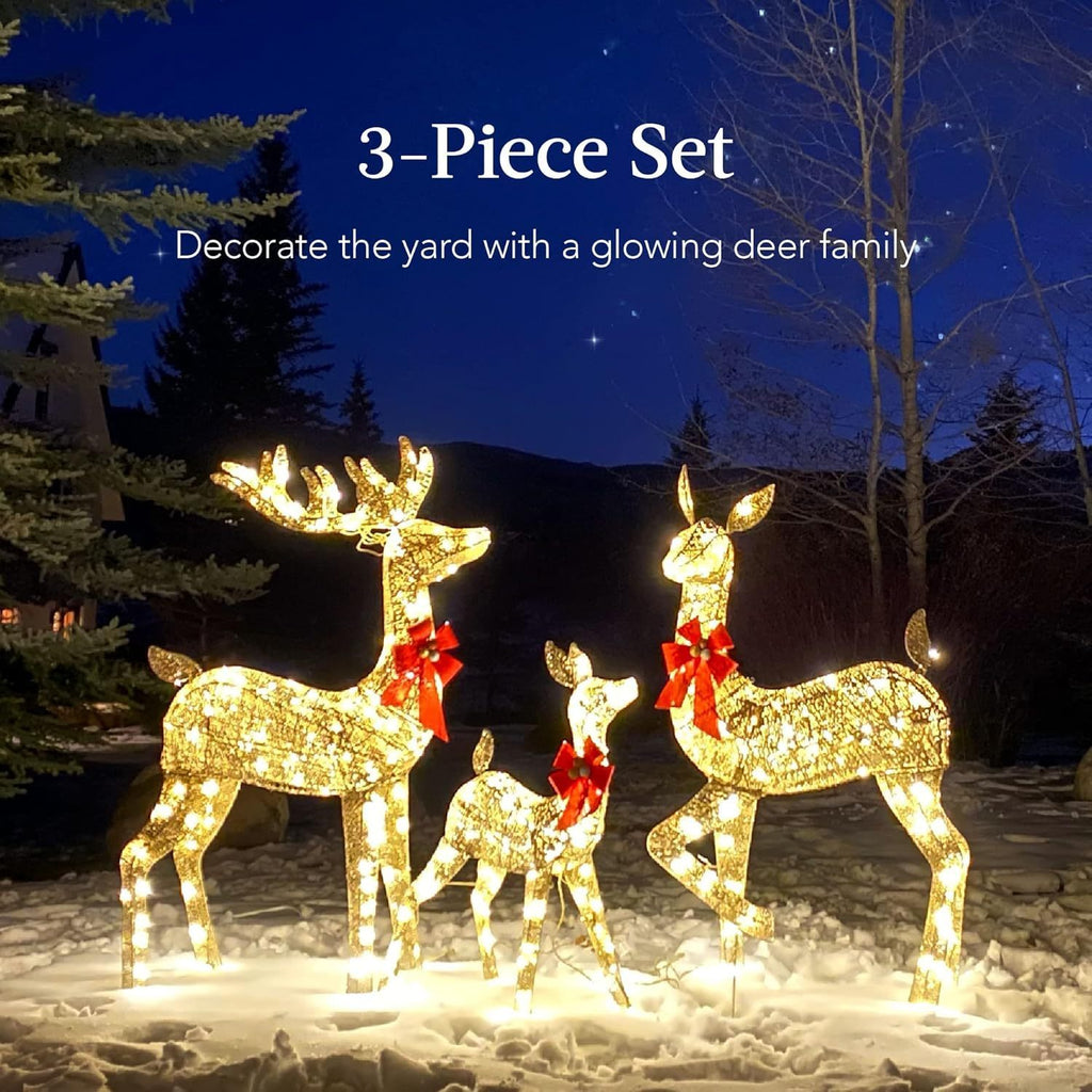 Golden Christmas Reindeer Set - 3-Piece Holiday Decoration